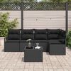vidaXL Garden Sofa Set 6 pcs Black Poly Rattan and Powder-Coated Steel