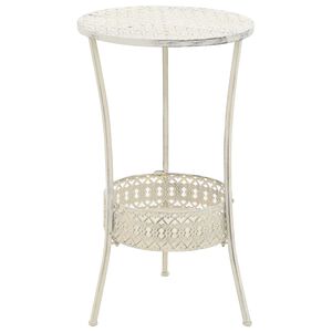 vidaXL Table | White | Metal | Small | Bistro Table | Round | Vintage