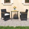 vidaXL 3 Piece Garden Bistro Set Poly Rattan and Acacia Wood Black