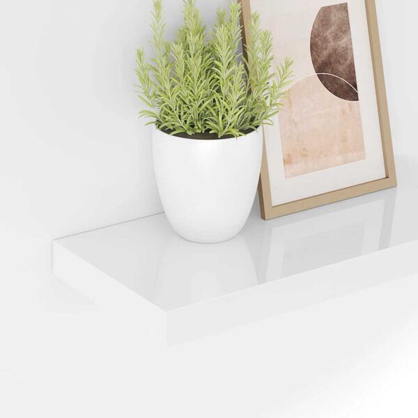 vidaXL Floating Wall Shelf High Gloss White 40x23x3.8 cm MDF