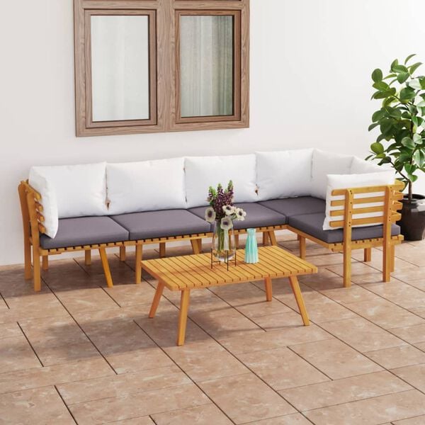 vidaXL 6 Piece Garden Lounge Set with Cushions Solid Wood Acacia