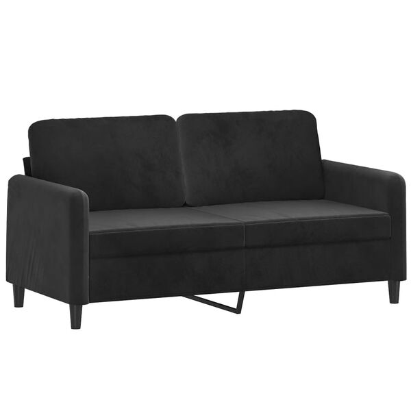vidaXL 2-Seater Sofa with Throw Pillows Black 140 cm Velvet