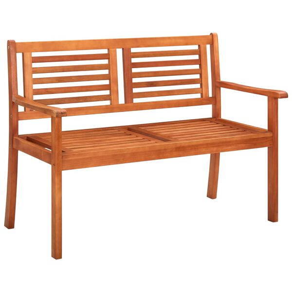 vidaXL 2-Seater Garden Bench with Cushion 120 cm Solid Wood Eucalyptus
