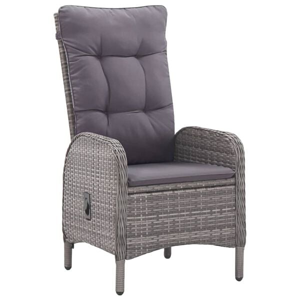 vidaXL 9 Piece Garden Dining Set Poly Rattan and Glass Grey