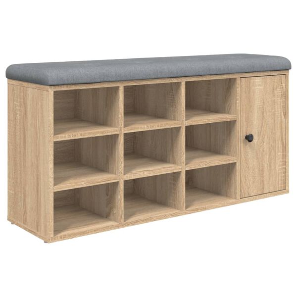 vidaXL Shoe Bench Sonoma Oak 102x32x50 cm Engineered Wood