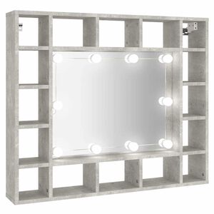 vidaXL Mirror Cabinet with LED Concrete Grey 91x15x76,5 cm