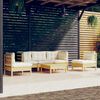 vidaXL 6 Piece Garden Lounge Set with Cream Cushions Solid Pinewood