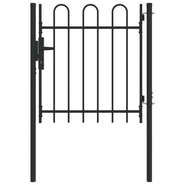 vidaXL Fence Gate Boxtel Single Door with Arched Top Steel 1x1 m Black