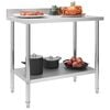 vidaXL Kitchen Work Table with Backsplash 100x60x93 cm Stainless Steel