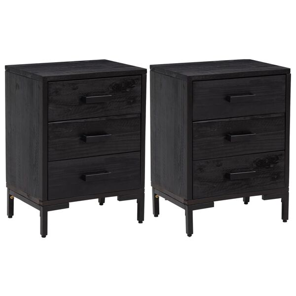 vidaXL Bedside Cabinets 2 pcs Black 40x30x55 cm Solid Wood Pine