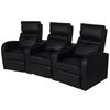 vidaXL Recliner 3-seat Artificial Leather Black