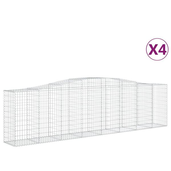 vidaXL Arched Gabion Baskets 4 pcs 400x50x100/120 cm Galvanised Iron