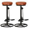 vidaXL Bar Stools 2 pcs Black and Brown Real Goat Leather
