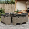 vidaXL 9 Piece Garden Dining Set with Cushions Grey Poly Rattan