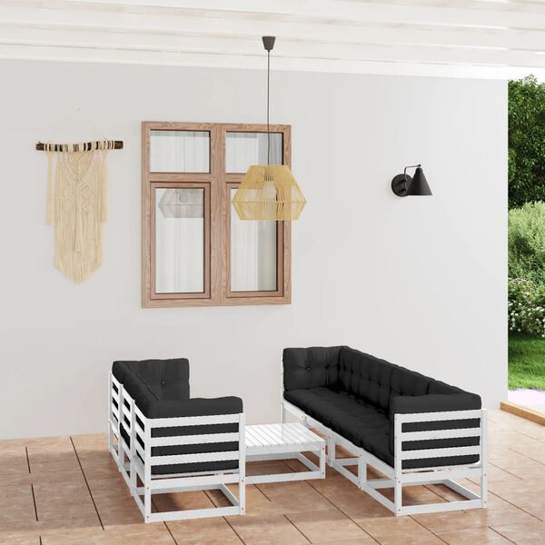 vidaXL 8 Piece Garden Lounge Set with Cushions Solid Pinewood