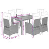 vidaXL 7 Piece Garden Dining Set with Cushions Grey Poly Rattan