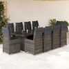 vidaXL 11 Piece Garden Bistro Set with Cushions Grey Poly Rattan