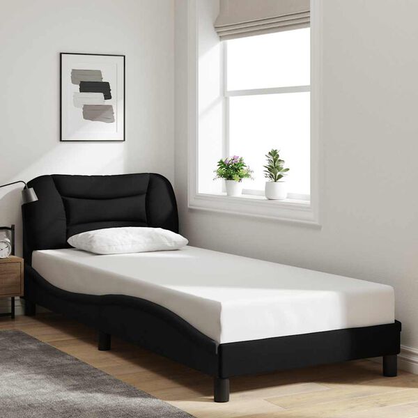 vidaXL Bed Frame without Mattress "Hvar" Black 90x190 cm Fabric