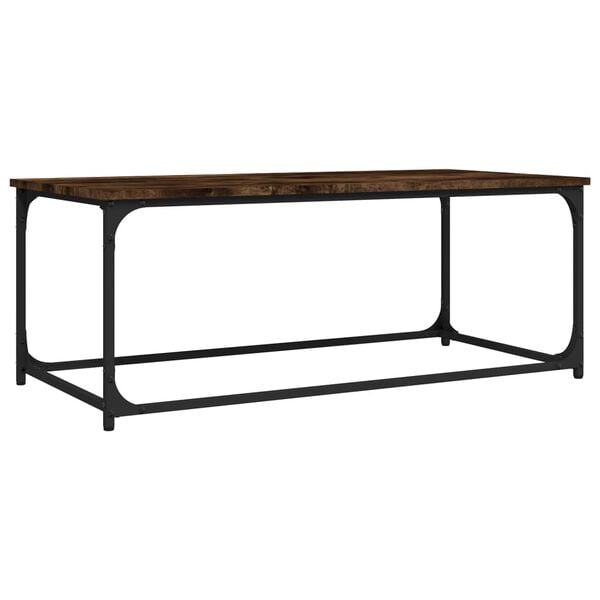 vidaXL Coffee Table Smoked Oak 102x50x40 cm Engineered Wood and Iron