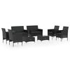 vidaXL 8 Piece Garden Lounge Set with Cushions Poly Rattan Black