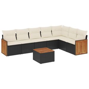 vidaXL 8 Piece Garden Sofa Set with Cushions Black Poly Rattan