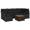 vidaXL Garden Sofa Set with Storage 7 pcs Black Poly Rattan