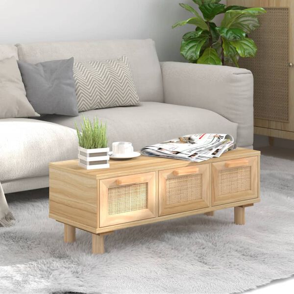 vidaXL Coffee Table Brown 80x40x30 cm Engineered Wood&Solid Wood Pine