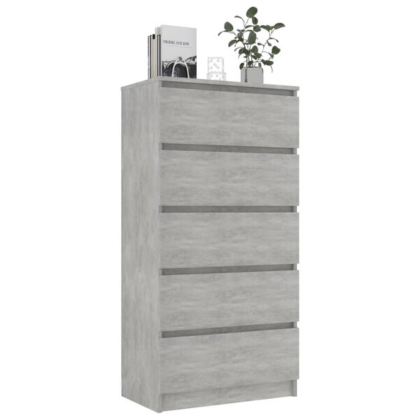 vidaXL Drawer Sideboard Concrete Grey 60x35x121 cm Engineered Wood