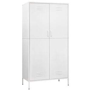 vidaXL Wardrobe | White | Steel | Medium | Height-Adjustable Shelves