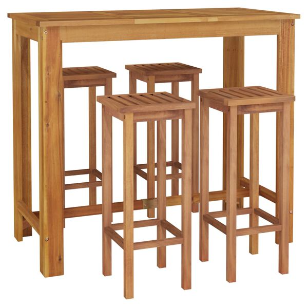 vidaXL 5 Piece Garden Bar Set Solid Wood Acacia