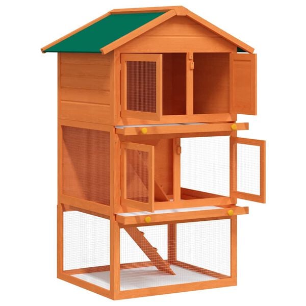 vidaXL Outdoor Rabbit Hutch Small Animal House Pet Cage 3 Layers Wood
