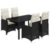 vidaXL 5 Piece Garden Bistro Set with Cushions Black Poly Rattan