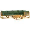 vidaXL 6 Piece Garden Lounge Set with Green Cushions Solid Wood