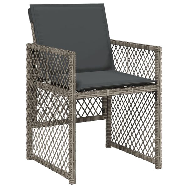 vidaXL 15 Piece Garden Dining Set with Cushions Grey Poly Rattan