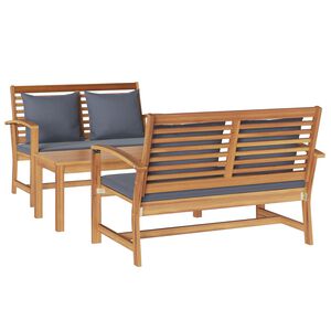 vidaXL Garden Sofa Set 3 pcs Natural Solid Teak Wood