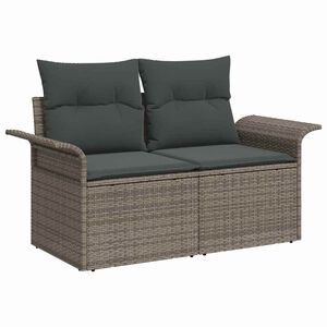 vidaXL Garden Sofa Set with Cushion 6 pcs Grey Poly rattan