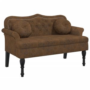 vidaXL Bench with Cushions Brown 120.5x65x75 cm Faux Suede Leather