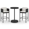 vidaXL 3 Piece Garden Bar Set with Cushions Poly Rattan Black
