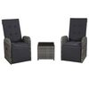 vidaXL 3 Piece Bistro Set with Cushions Poly Rattan Grey