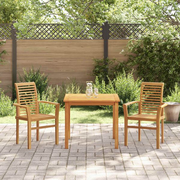 vidaXL Stacking Dining Chairs 2 pcs Solid Teak