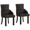 vidaXL Dining Chairs 2 pcs Black Real Goat Leather