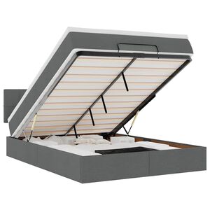 vidaXL Ottoman Bed with Mattress & LEDs Dark Grey Double Fabric