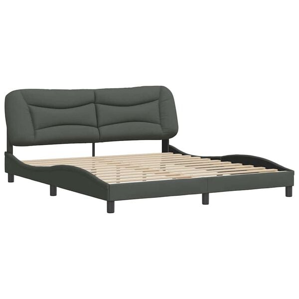 vidaXL Bed Frame without Mattress "Hvar" Dark Grey 180x200 cm King Fabric