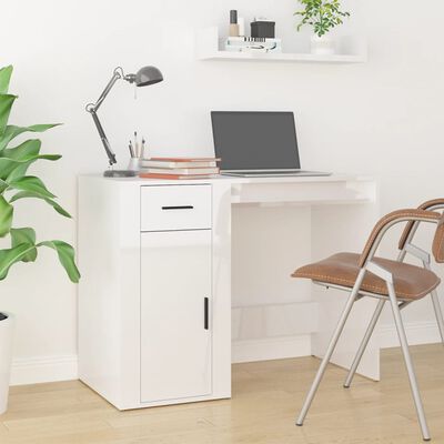 vidaXL Desk High Gloss White 100x49x75 cm Engineered Wood
