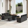 vidaXL Garden Sofa Set with Cushion with Storage Black Poly rattan