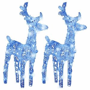 vidaXL Christmas Reindeers 2 pcs Blue 80 LEDs Acrylic
