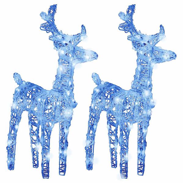 vidaXL Christmas Reindeers 2 pcs Blue 80 LEDs Acrylic
