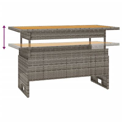 vidaXL Garden Table Grey 100x50x43/63 cm Solid Wood Acacia&Poly Rattan