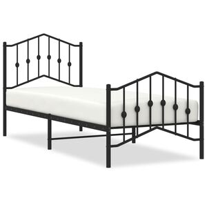 vidaXL Metal Bed Frame without Mattress with Footboard&nbsp;Black 90x190cm