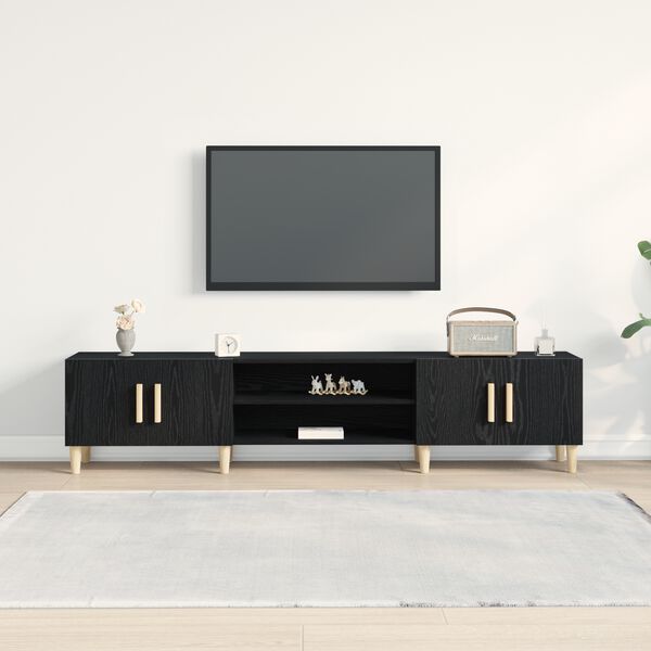 vidaXL TV Cabinet Black Oak 180 x 31.5 x 40 cm Engineered Wood